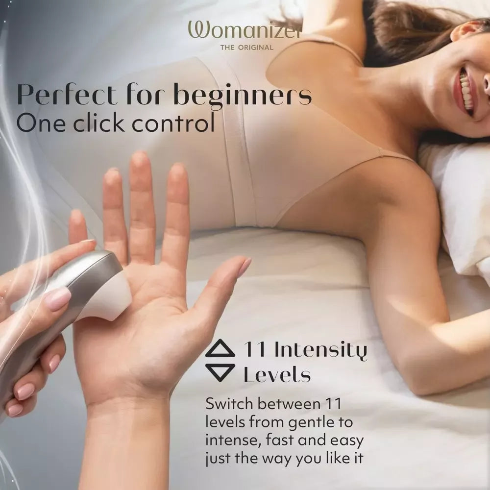 Womanizer Pro Silver – kompaktiška oro technologijų sistema, 11 režimų