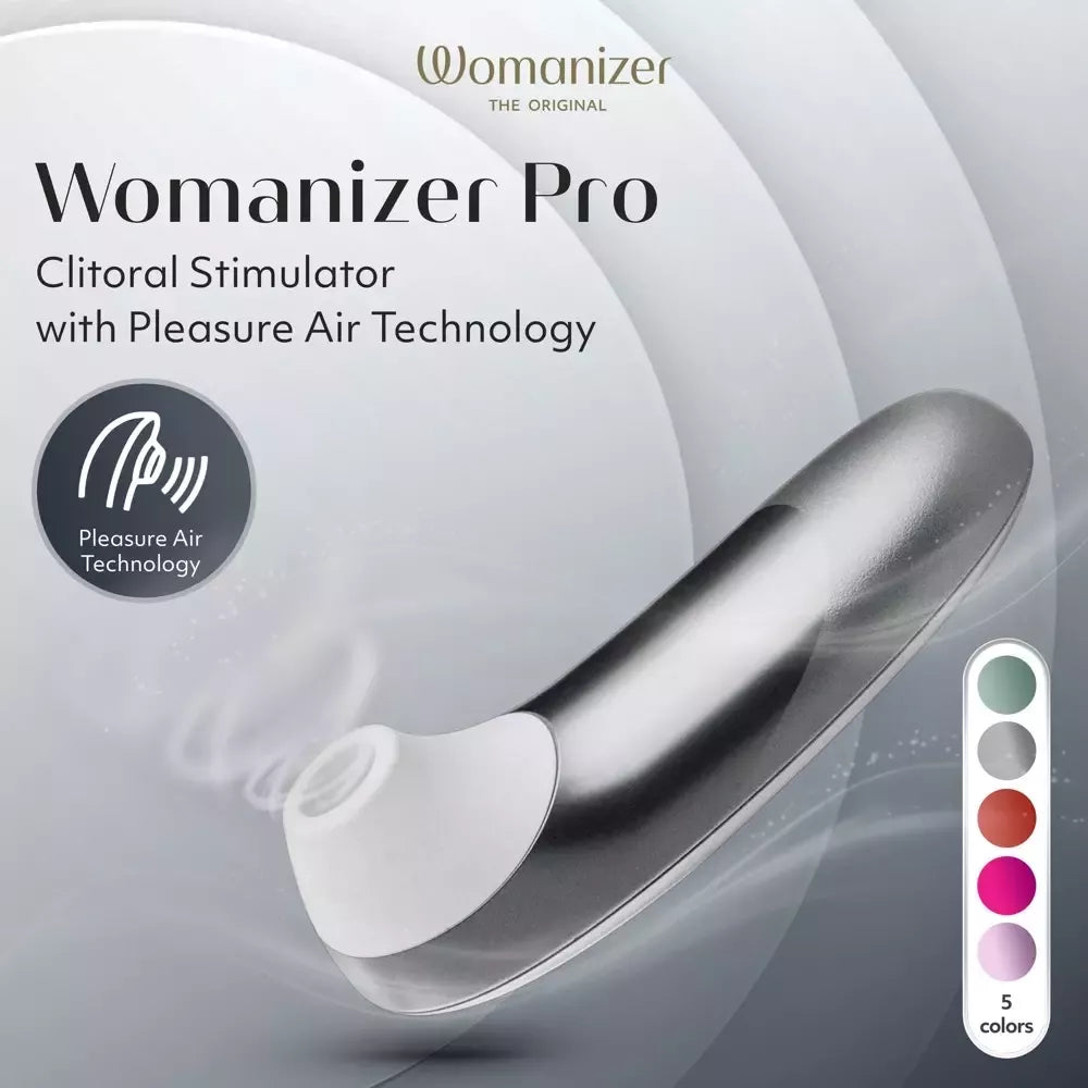 Womanizer Pro Silver – kompaktiška oro technologijų sistema, 11 režimų