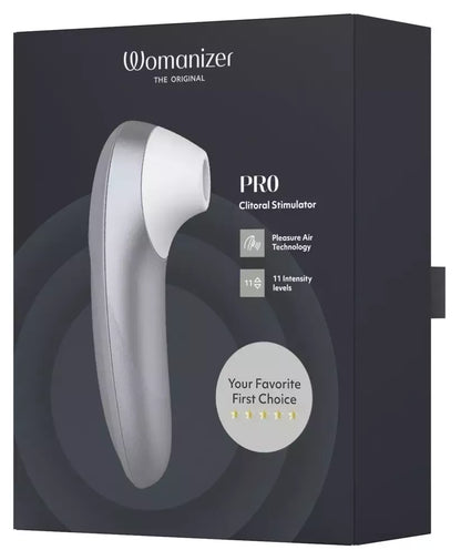 Womanizer Pro Silver – kompaktiška oro technologijų sistema, 11 režimų
