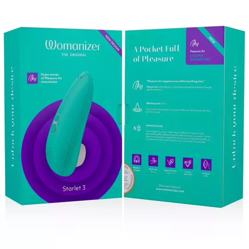 Womanizer Starlet 3 Intimate Air System turkio spalvos, 6 lygiai, atsparus vandeniui