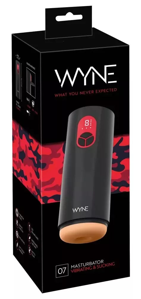 WYNE Model 07 automatinis intymus prietaisas su siurbimo ir vibracijos funkcijomis, juodas