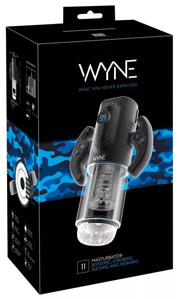 WYNE Model 11 automatinis masturbatorius su dvigubais varikliais, pilkas, 29 cm