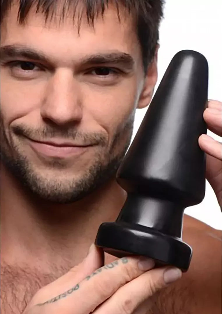 XR Brands Ass Max Large Silicone Plug - Juoda, tvirtas, 3 colių pločio