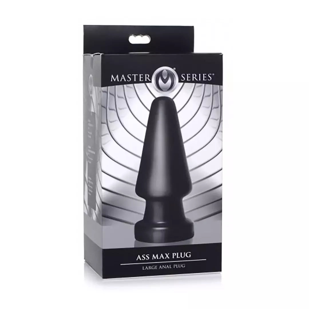 XR Brands Ass Max Large Silicone Plug - Juoda, tvirtas, 3 colių pločio