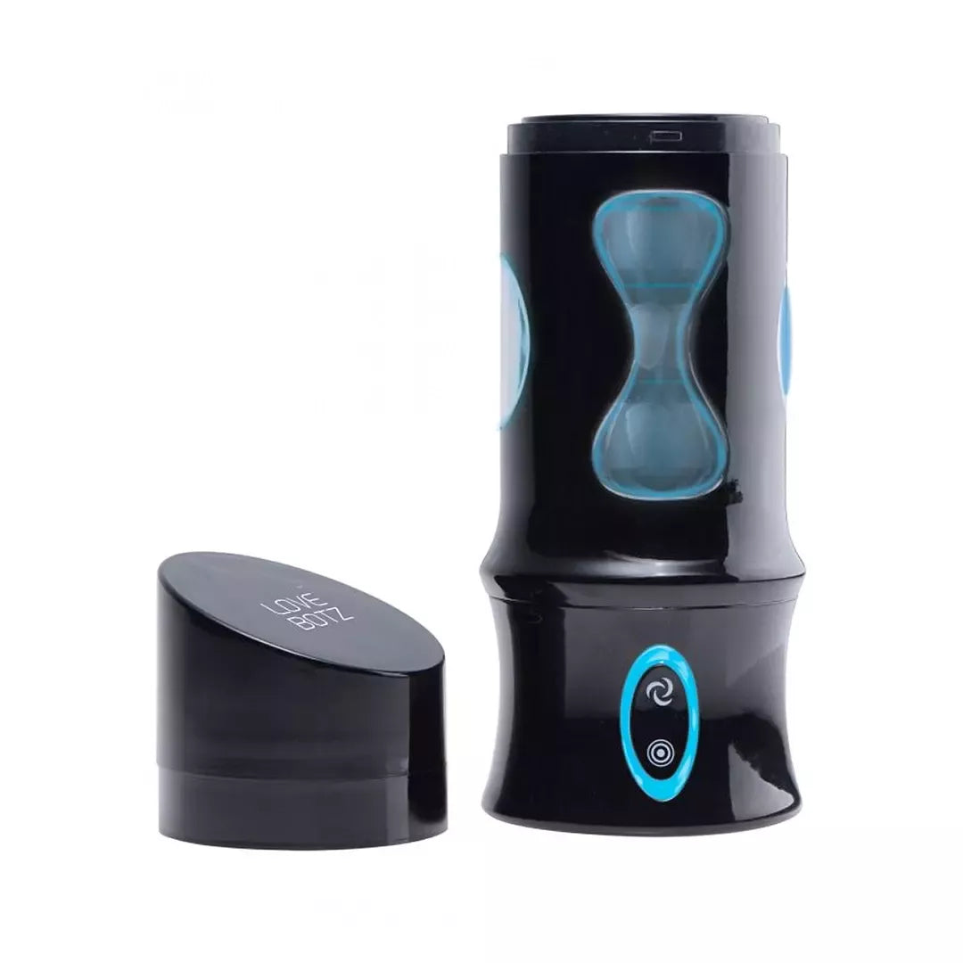 XR Brands Beat It įkraunamas besisukantis stimuliatorius, juodas