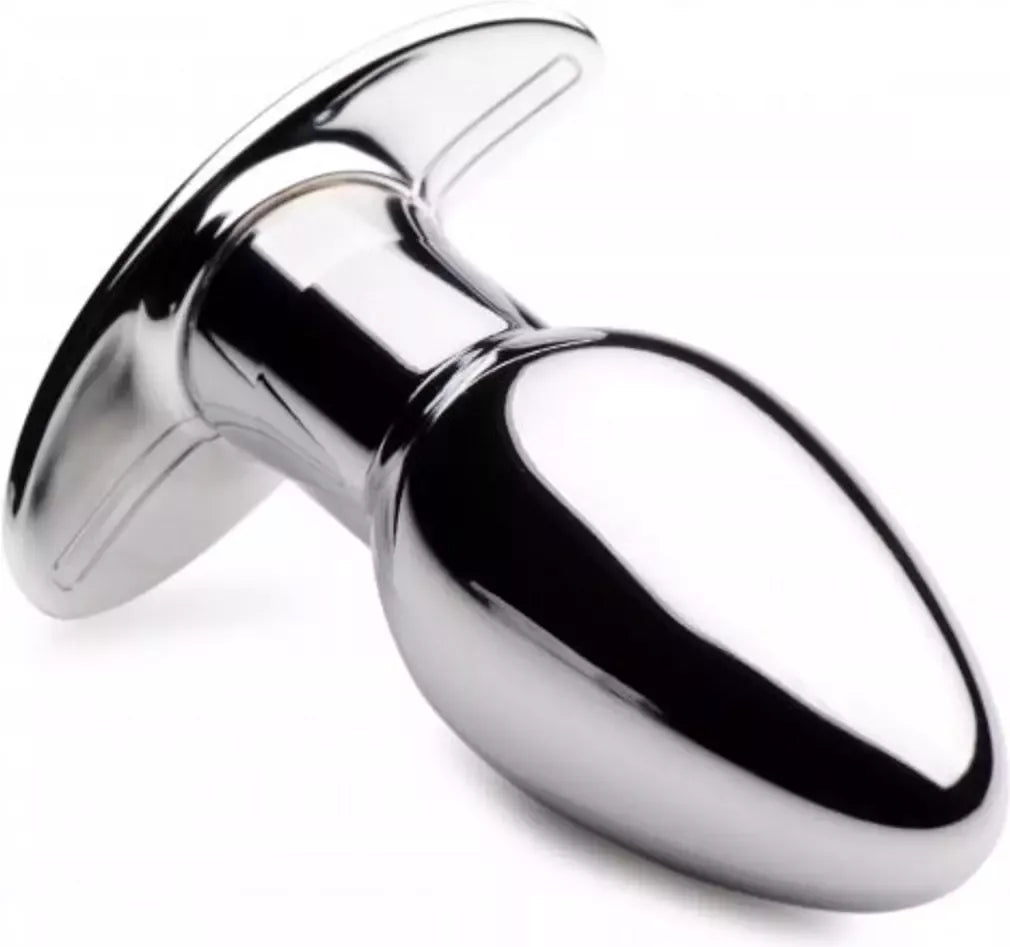 XR Brands Chrome Blast Small įkraunamas vibracinis analinis kamštis su nuotolinio valdymo pulteliu