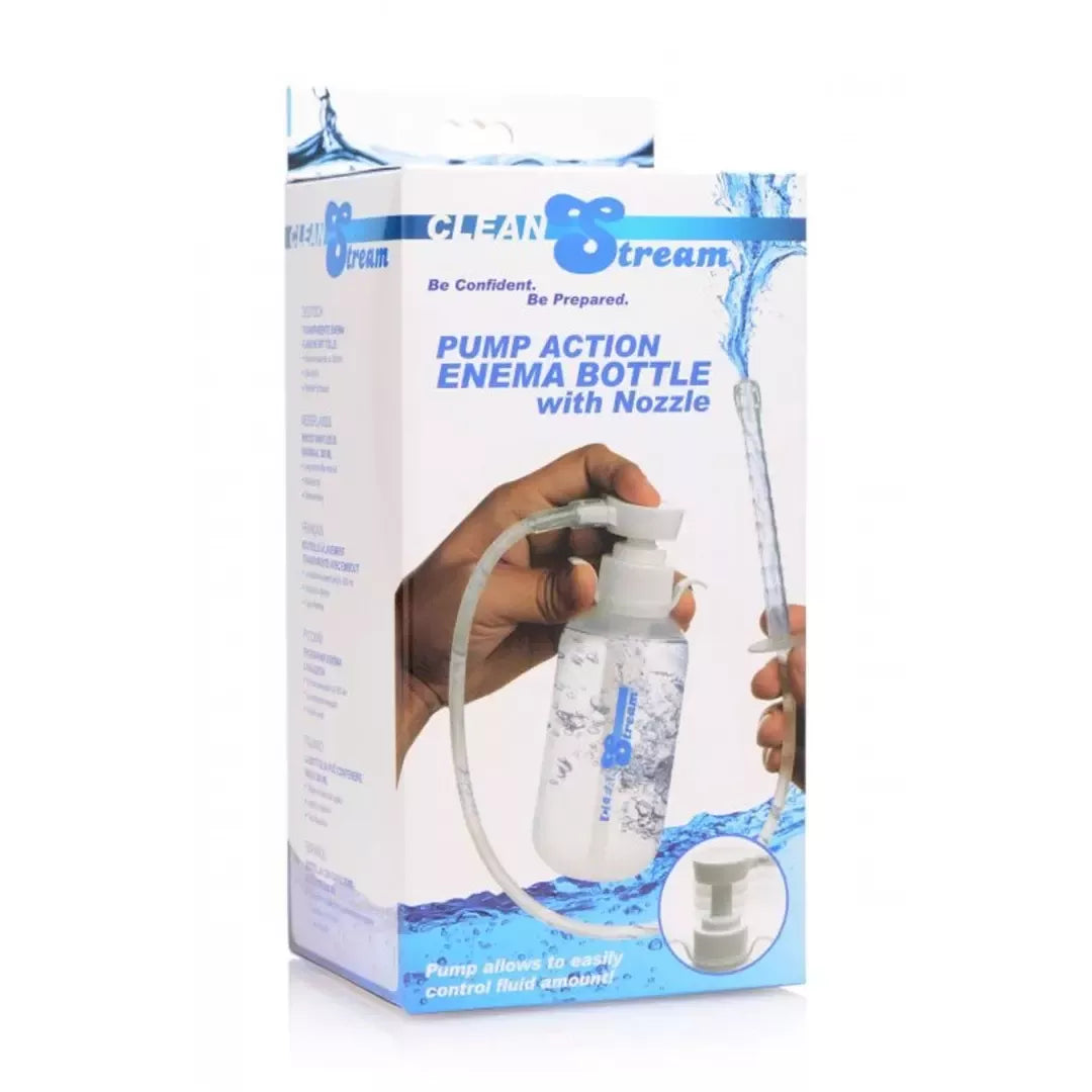 XR Brands CleanStream higieninis buteliukas su pompiniu mechanizmu ir antgaliu, 300 ml