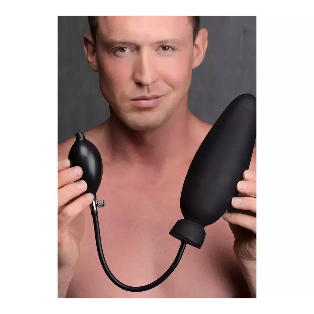 XR Brands Dick-Spand pripučiamo silikono plėtimo modelis - juodas