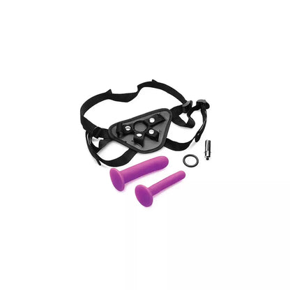 XR Brands Double-G Deluxe vibruojanti diržinė sistema, violetinė