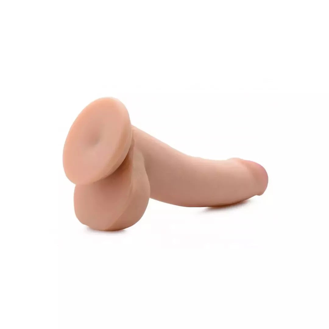 XR Brands dvigubo tankio silikoninis modelis 8 – 20 cm, su siurbtuku, juodas