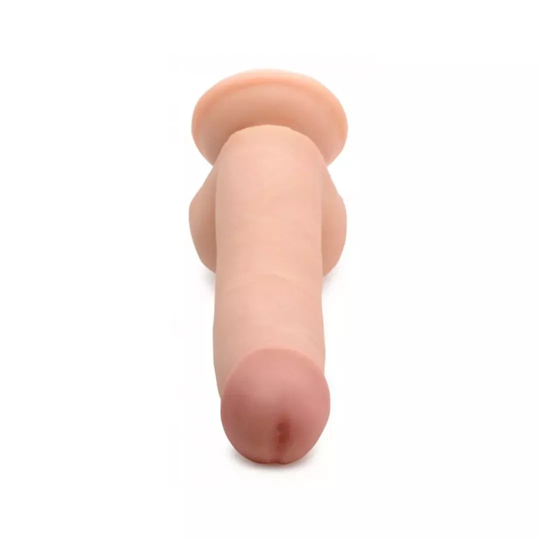 XR Brands dvigubo tankio silikoninis modelis 8 – 20 cm, su siurbtuku, juodas