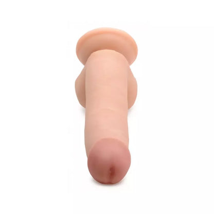 XR Brands dvigubo tankio silikoninis modelis 8 – 20 cm, su siurbtuku, juodas
