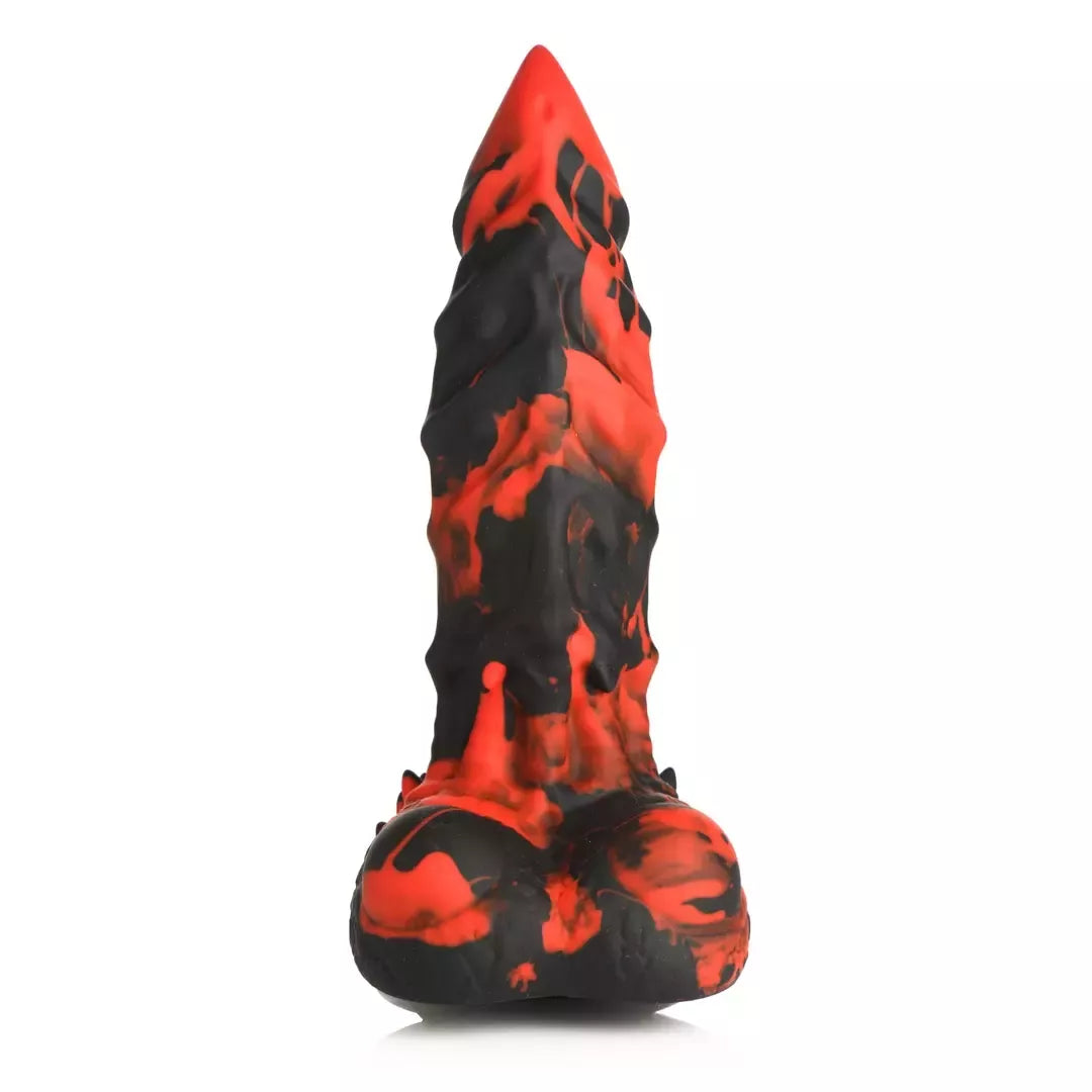 XR Brands Fire Demon silikoninis fantazijos modelis, raudonas/juodas, didelis