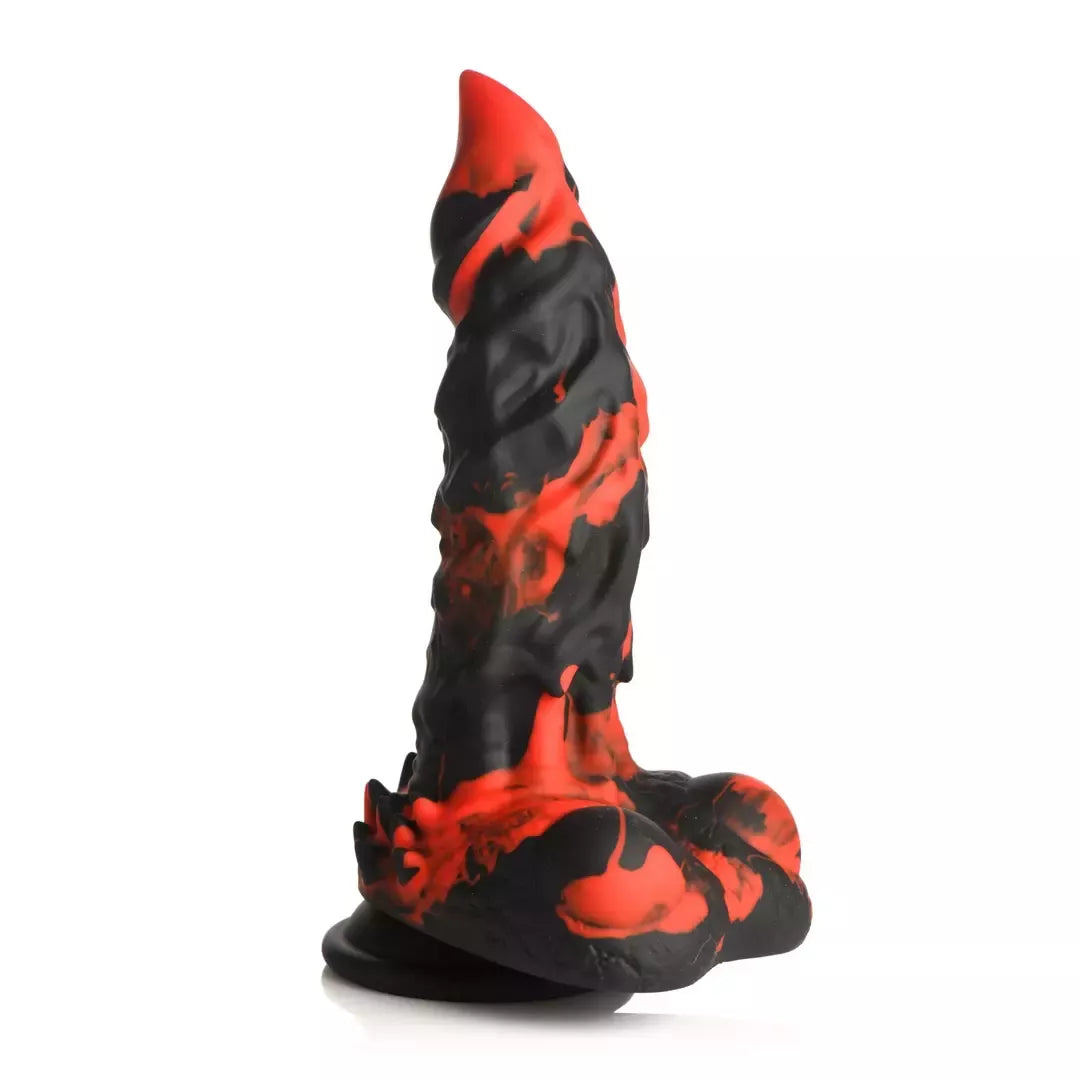 XR Brands Fire Demon silikoninis fantazijos modelis, raudonas/juodas, didelis