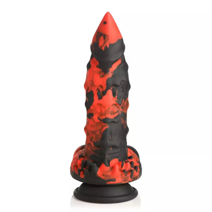 XR Brands Fire Demon silikoninis fantazijos modelis, raudonas/juodas, didelis