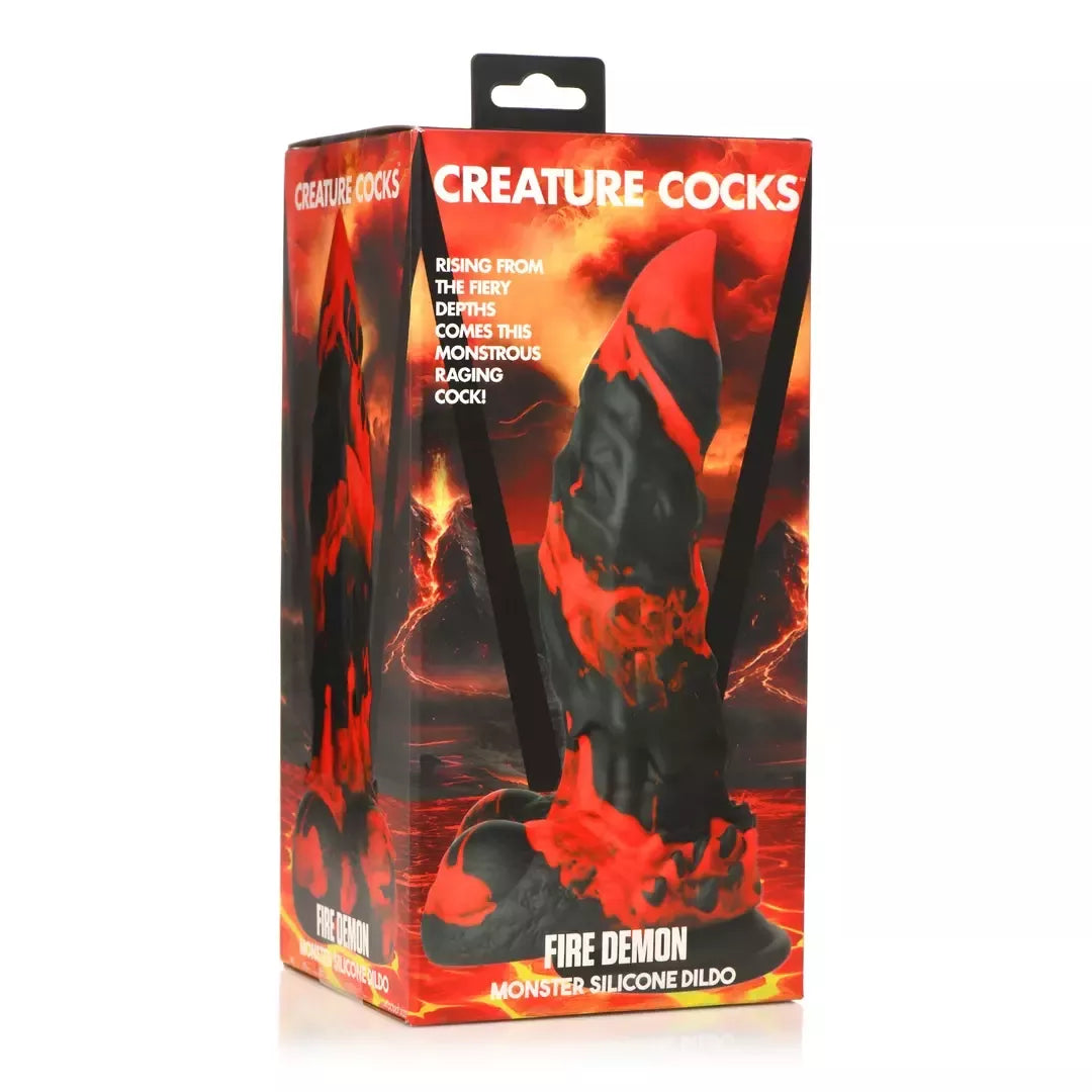 XR Brands Fire Demon silikoninis fantazijos modelis, raudonas/juodas, didelis