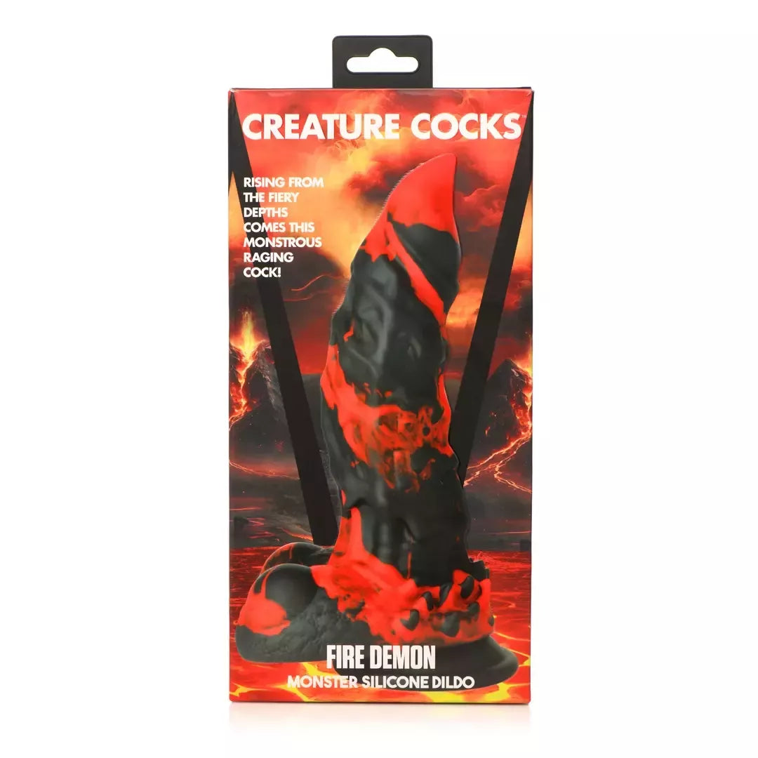 XR Brands Fire Demon silikoninis fantazijos modelis, raudonas/juodas, didelis
