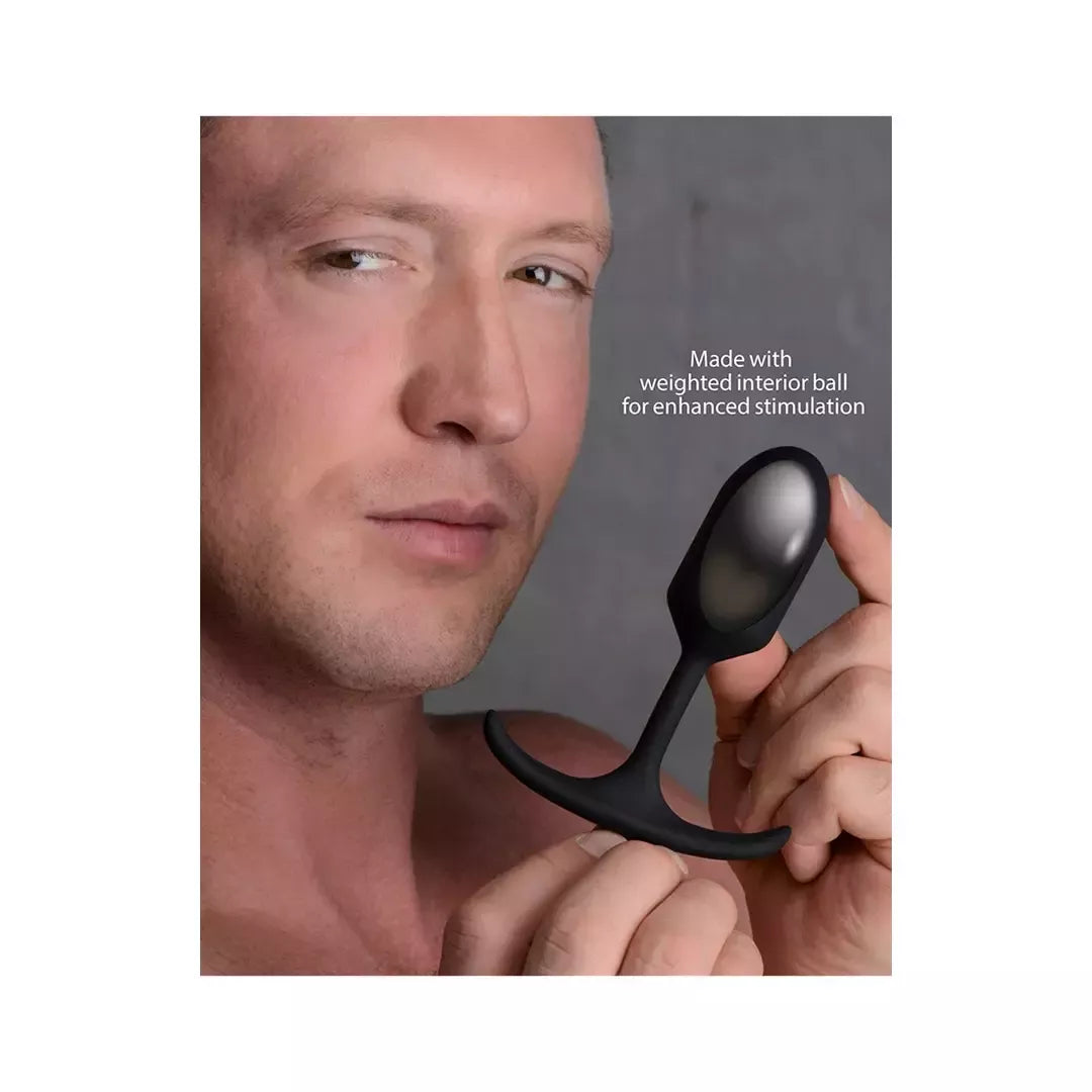 XR Brands Heavy Hitter silikoninis intymus kamštis, mažas, svorinis, juodas