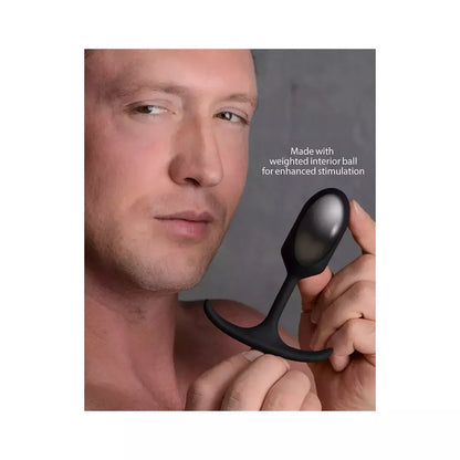 XR Brands Heavy Hitter silikoninis intymus kamštis, mažas, svorinis, juodas