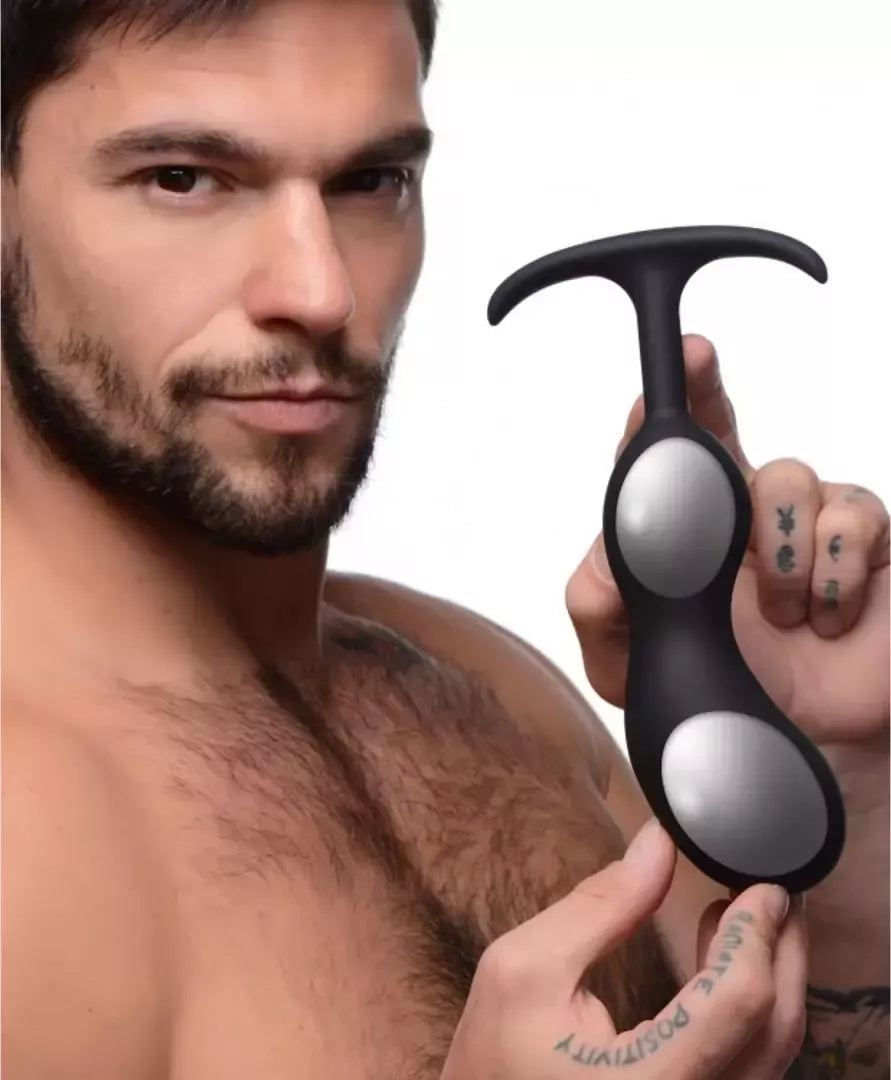 XR Brands Inmi silikoninis prostatos stimuliatorius, itin didelis, pasunkintas, juodas