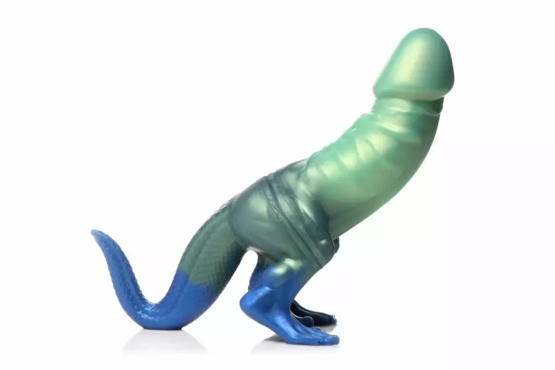 XR Brands Jurassic Series silikoninis priešistorinis modelis, žalia-mėlyna L