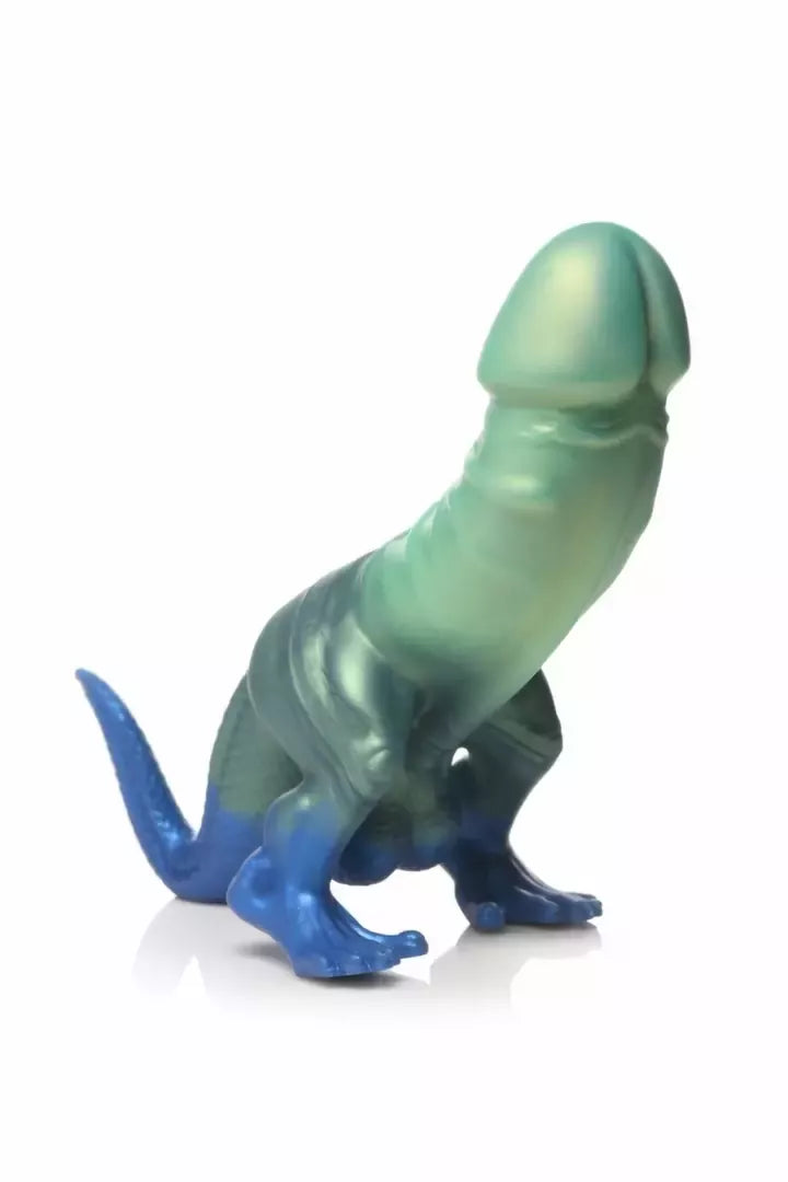 XR Brands Jurassic Series silikoninis priešistorinis modelis, žalia-mėlyna L