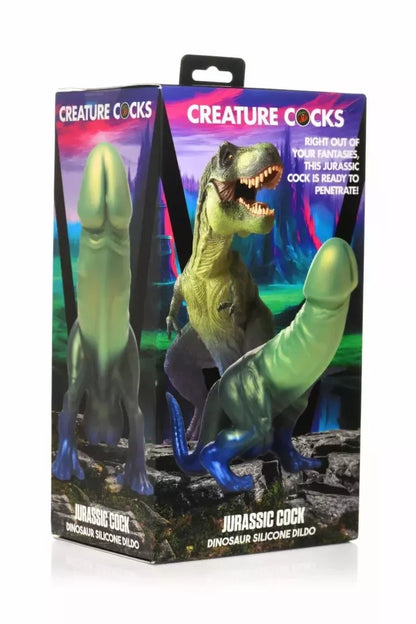 XR Brands Jurassic Series silikoninis priešistorinis modelis, žalia-mėlyna L