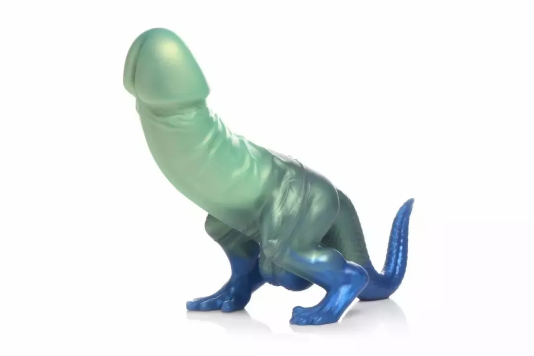 XR Brands Jurassic Series silikoninis priešistorinis modelis, žalia-mėlyna L