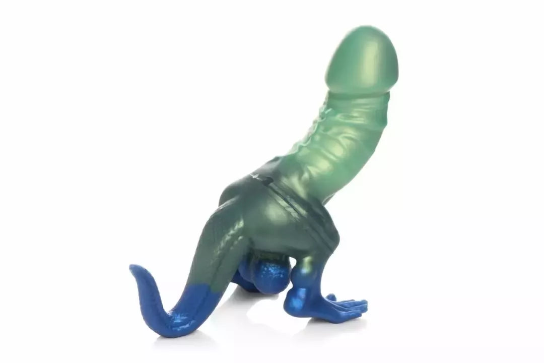 XR Brands Jurassic Series silikoninis priešistorinis modelis, žalia-mėlyna L