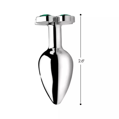 XR Brands Lucky Clover Gem Metal Intimate Plug mažas, sidabrinis