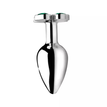 XR Brands Lucky Clover Gem Metal Intimate Plug mažas, sidabrinis