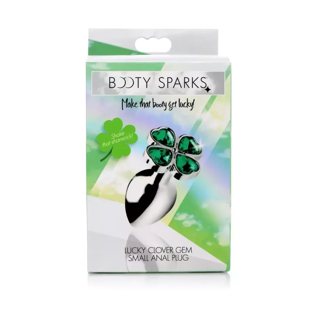 XR Brands Lucky Clover Gem Metal Intimate Plug mažas, sidabrinis
