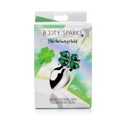 XR Brands Lucky Clover Gem Metal Intimate Plug mažas, sidabrinis