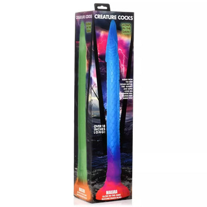 XR Brands Makara Silicone Snake tamsoje švytintis modelis 40 cm, daugiaspalvis