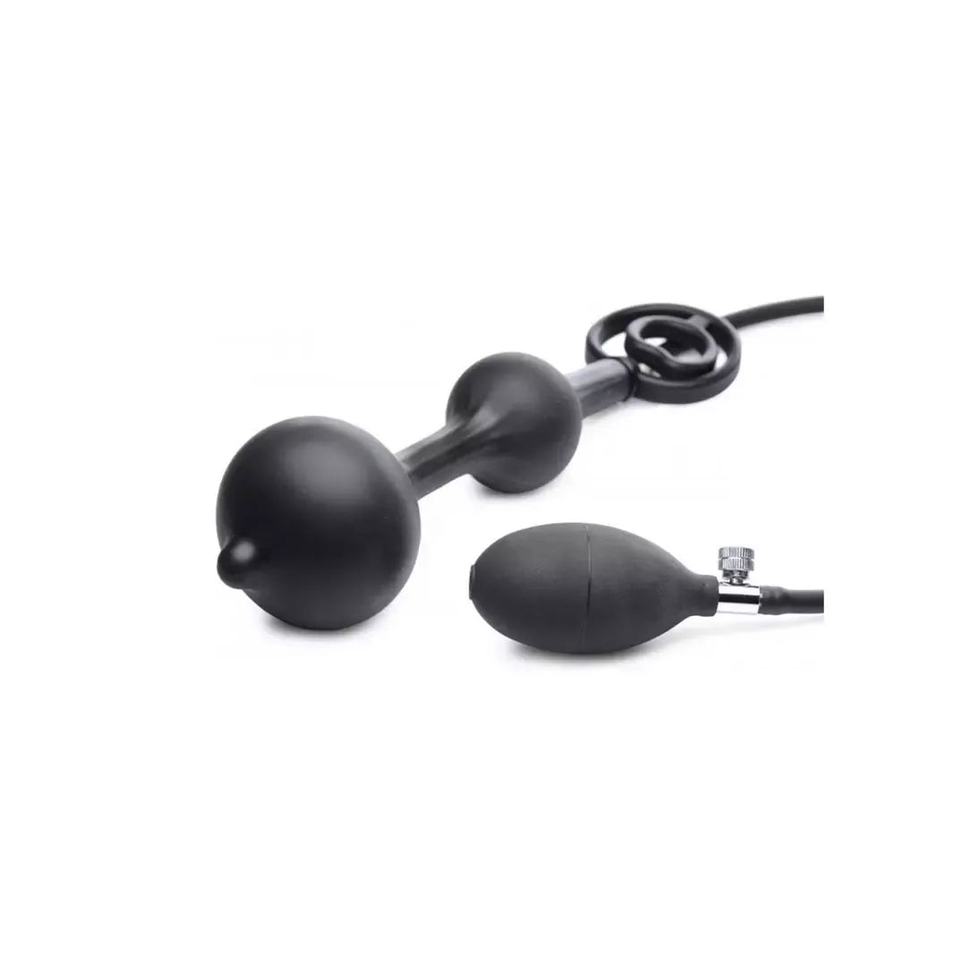 XR Brands Master Series Devils Rattle pripučiamas silikoninis kamštis su dvigubu žiedu