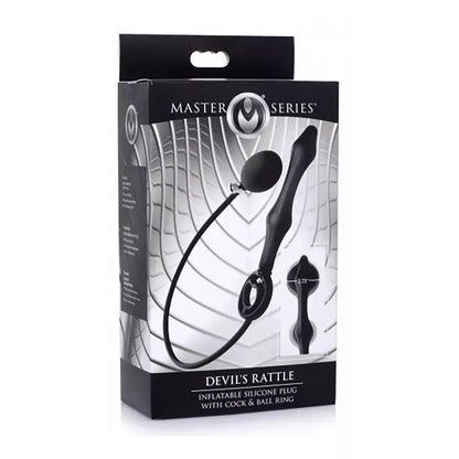 XR Brands Master Series Devils Rattle pripučiamas silikoninis kamštis su dvigubu žiedu