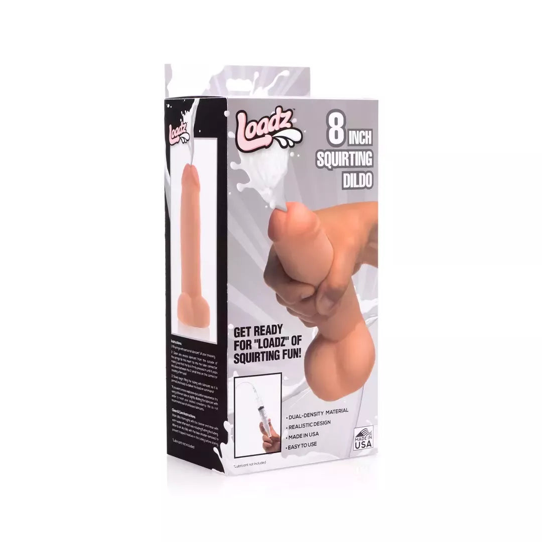 XR Brands Master Series dvigubo tankio modelis su skysčio išpurškimo funkcija, 20,5 cm, smėlio spalvos