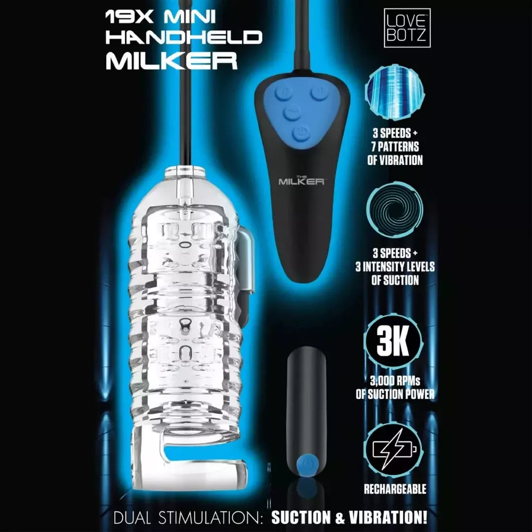 XR Brands Mini Handheld Intimate Machine Black – 3 greičiai, vibruojantis, nešiojamas