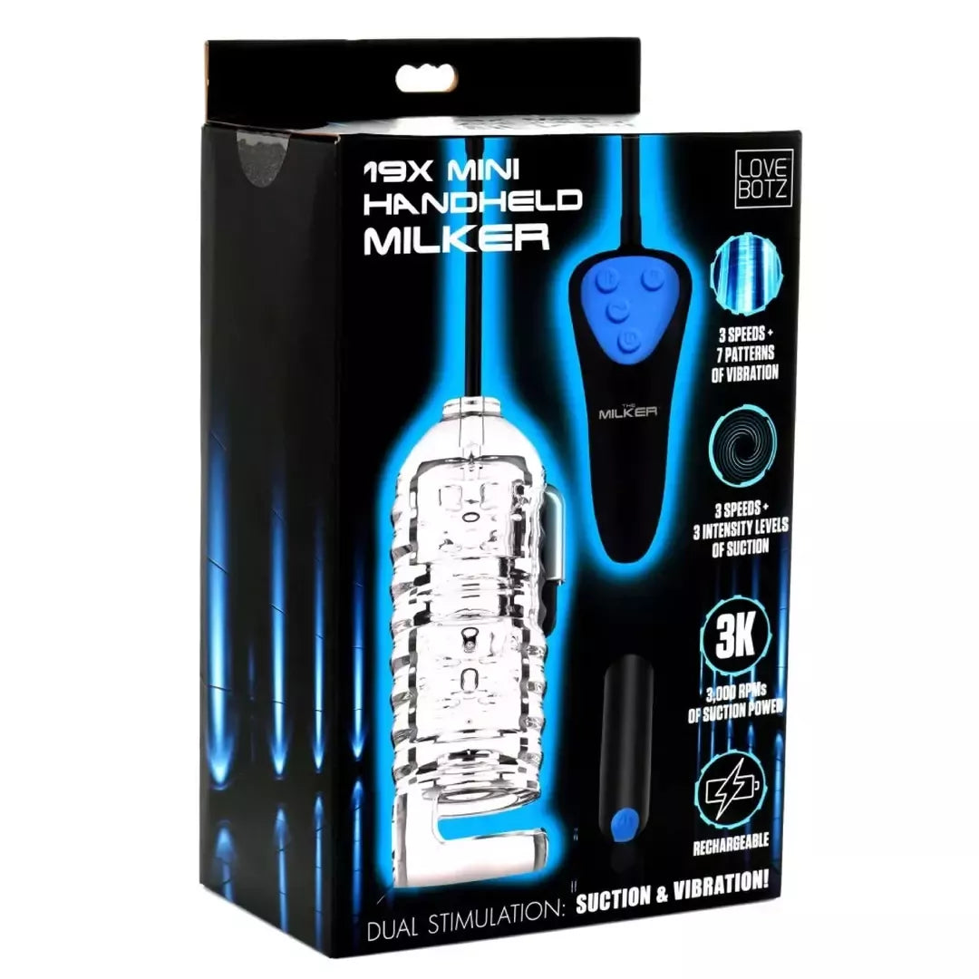 XR Brands Mini Handheld Intimate Machine Black – 3 greičiai, vibruojantis, nešiojamas