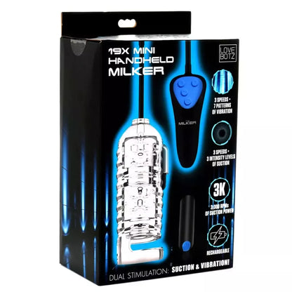 XR Brands Mini Handheld Intimate Machine Black – 3 greičiai, vibruojantis, nešiojamas