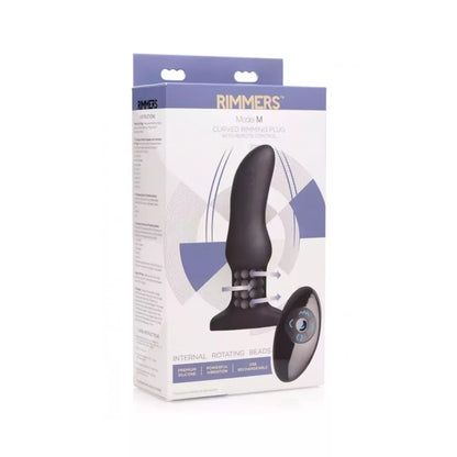 XR Brands Model M Curved Rotating Bead Plug su nuotolinio valdymo pultu – Juodas