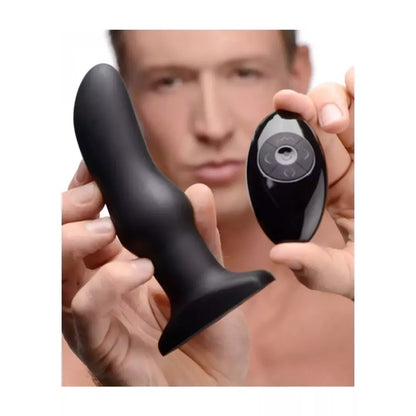 XR Brands Model M Curved Rotating Bead Plug su nuotolinio valdymo pultu – Juodas