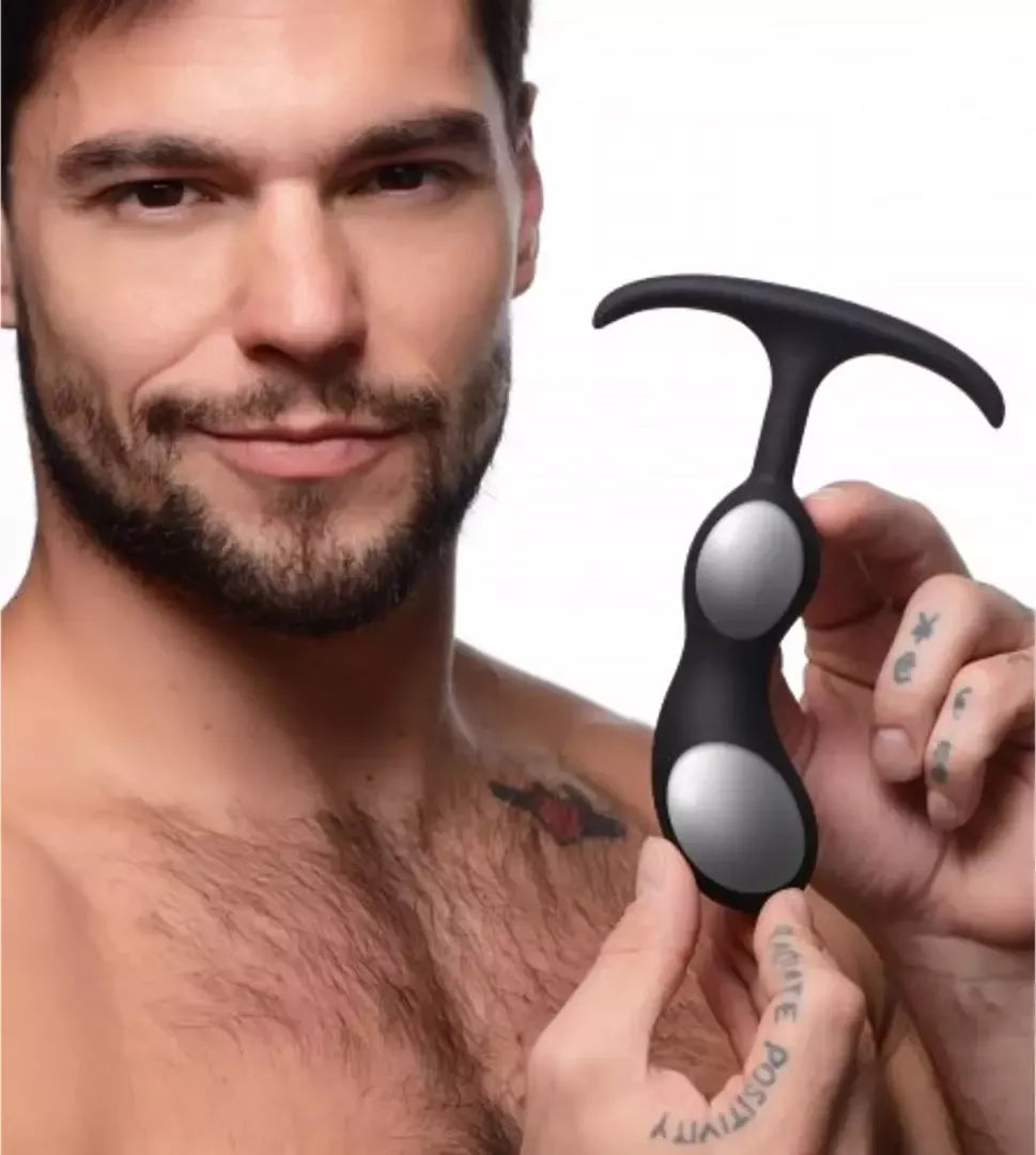 XR Brands Nexus Premium silikoninis svorinis kamštis, vidutinio dydžio, juodas