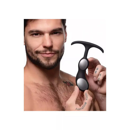 XR Brands Nexus Premium silikoninis svorinis kamštis, vidutinio dydžio, juodas