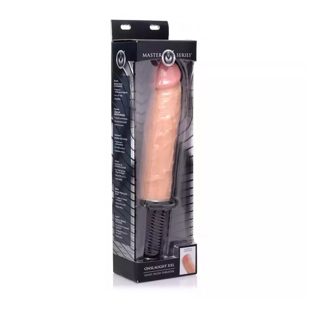 XR Brands Onslaught XXL vibracinis ir stumdomasis aparatas, juodas, 24,8 cm