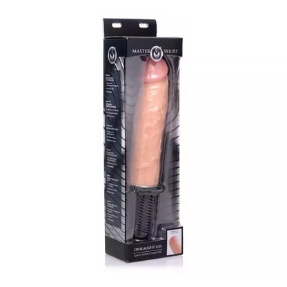 XR Brands Onslaught XXL vibracinis ir stumdomasis aparatas, juodas, 24,8 cm