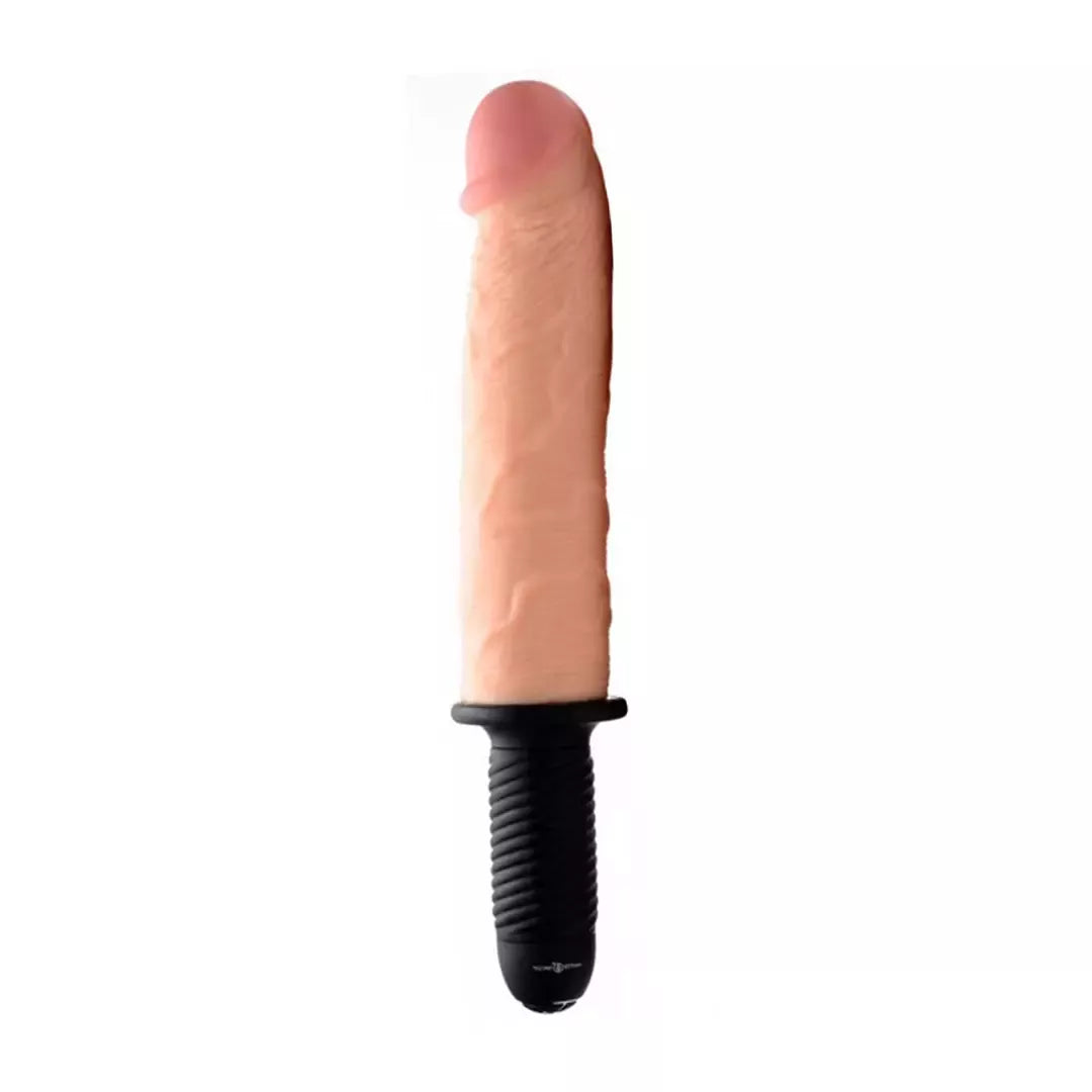 XR Brands Onslaught XXL vibracinis ir stumdomasis aparatas, juodas, 24,8 cm