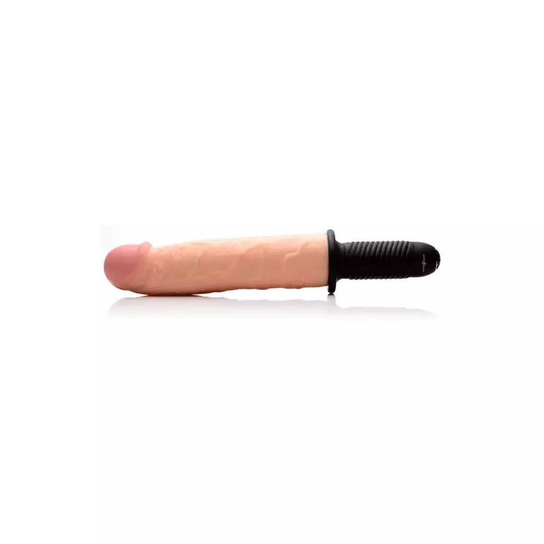 XR Brands Onslaught XXL vibracinis ir stumdomasis aparatas, juodas, 24,8 cm