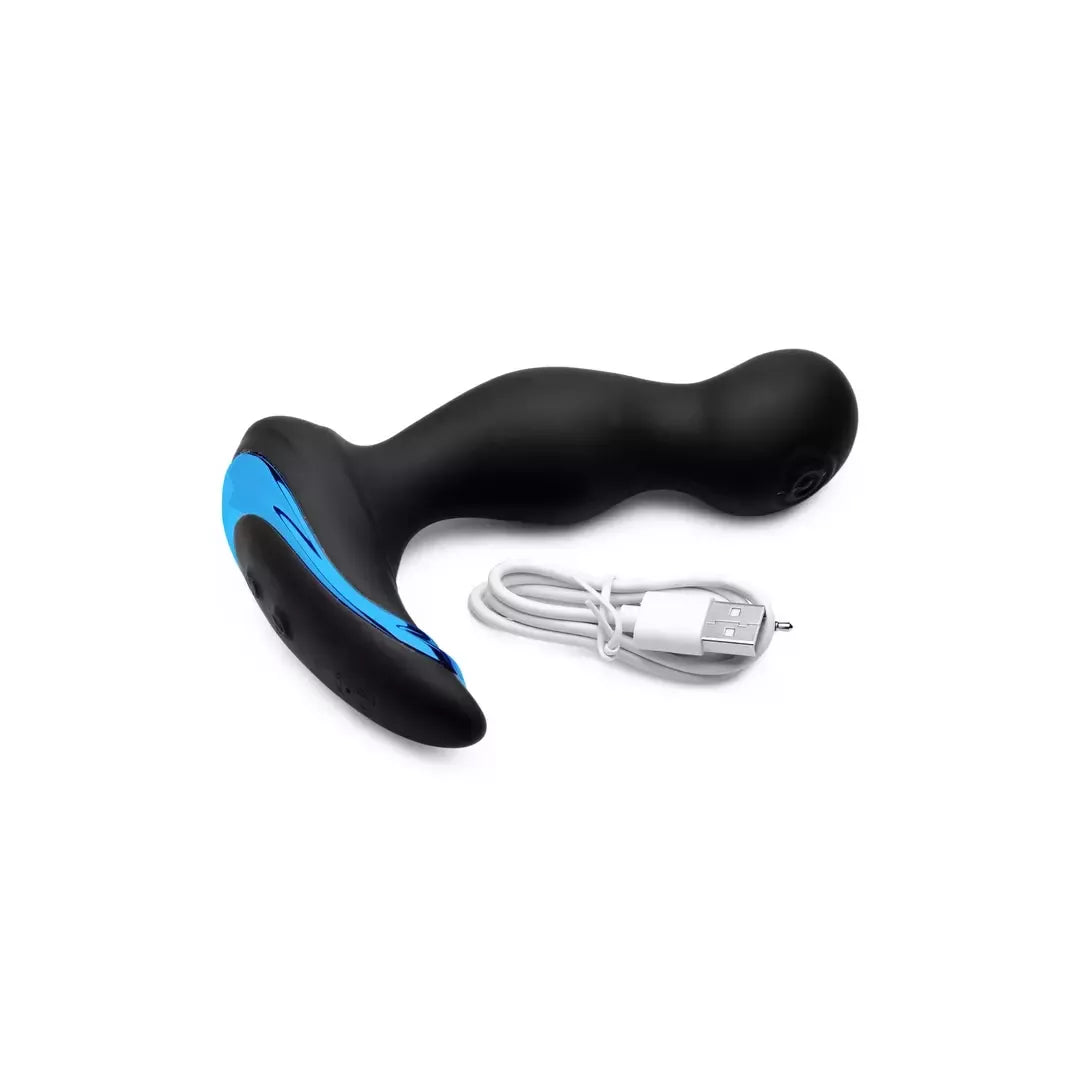 XR Brands P-Pounce Double Tap prostatos masažuoklis, 6 greičių, silikoninis, juodas