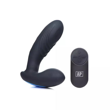 XR Brands P-Thump Tapping prostatos masažuoklis, 7 režimai, nuotolinio valdymo pultas, juodas